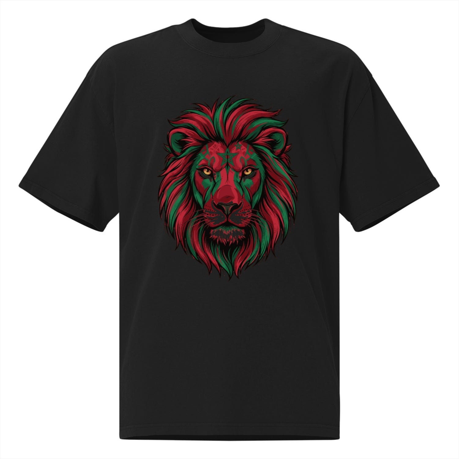 Lion Morocco Flag Red Green - Oversize  Unisex  T-shirt